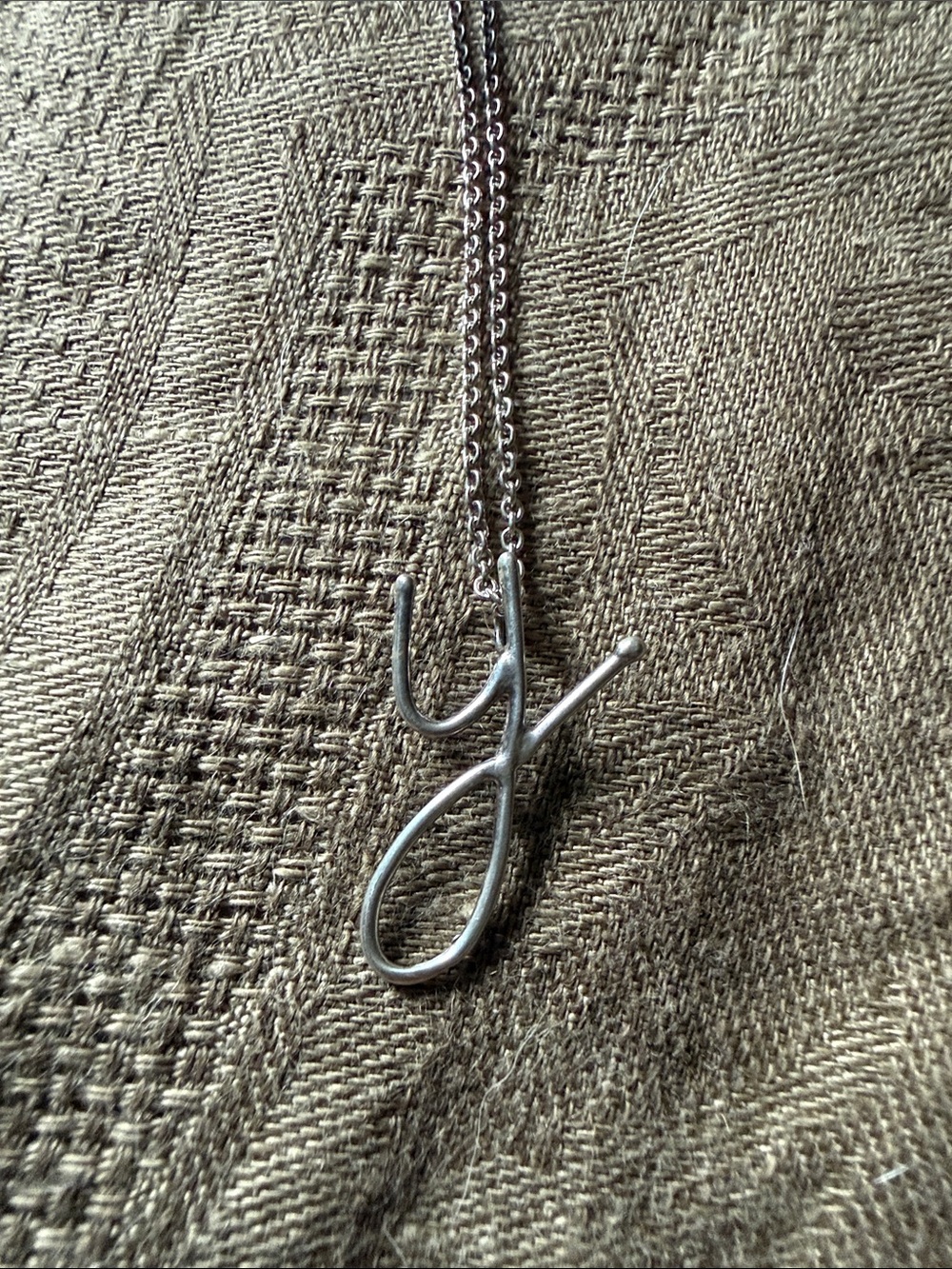 Silver 'Y”Initial Monogram Pendant Necklace
